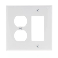 Eaton White UNBREAKABLE 2G Duplex Outlet Decorator Switch GFCI Wallplate PJ826W