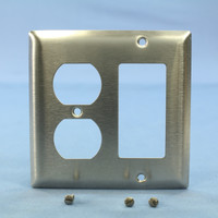 Pass and Seymour Stainless Steel 2-Gang Duplex Outlet Decorator Switch GFCI Combination Wallplate Cover SS826