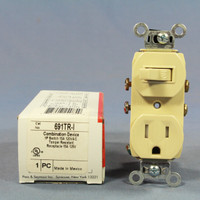Pass & Seymour Ivory TAMPER RESISTANT COMMERCIAL Wall Toggle Light Switch Outlet Receptacle NEMA 5-15R 15A 125V 691TR-I