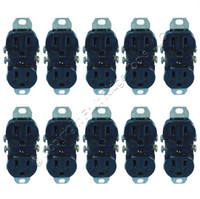 10 Leviton Black Duplex Receptacle Outlet No Plaster Ears 15A 5-15R Bulk 5320-4E