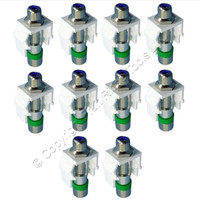 10 Leviton Quickport White RCA Jacks Coaxial Cable Connector Blue Barrel 40782
