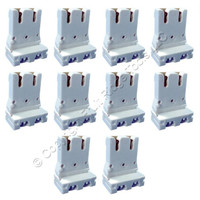 10 Leviton Fluorescent Lamp Holders T-8 T-12 Medium Bi-Pin Light Socket 13150UR5
