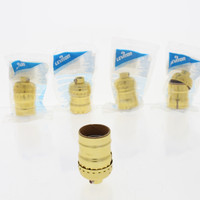 5 Leviton Keyless Light Socket Gilt Lamp Holders Short Electrolier 1/8 IPS Bushing 9347-GOLD