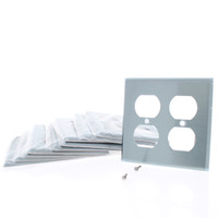 10 Eaton Stainless Steel 2-Gang Duplex Receptacle Wallplates Outlet Cover 93102