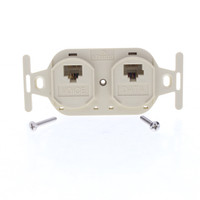 Leviton 41360-IDI Ivory Duplex 8-Wire Phone Jack Wallplate