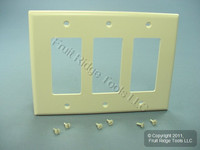 Leviton Light Almond 3-Gang Decora Unbreakable Midway Wallplate GFI GFCI PJ263-T