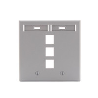 Leviton Gray Quickport 3-Port ID Window Flush Wallplate 2-Gang Cover High-Impact Plastic 42080-3GP