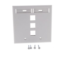 Leviton Gray Quickport 3-Port ID Window Flush Wallplate 2-Gang Cover High-Impact Plastic 42080-3GP