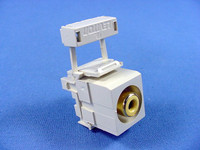 Leviton Quickport Ivory RCA Stereo Audio Jack Yellow Stripe Gold Barrel 110 Terminations 40735-RYI