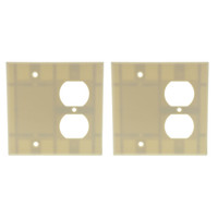 2 Leviton Ivory 2-Gang Receptacle Outlet Plastic Cover Blank Wall Plates 86008