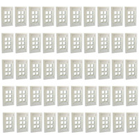 50 Leviton White Quickport 6-Port ID Window Flush Wallplates 1-Gang Cover 42080