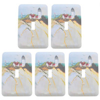 5 Leviton 1-Gang Lighthouse Wall Plate Switch Metal Cover Wallplates 89001-LGT