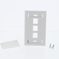 Leviton White Discolored Quickport 3-Port ID Window Flush Wallplate 1-Gang Cover High-Impact Plastic 42080-3WS