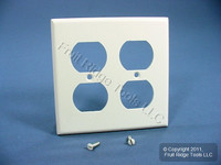 New Leviton White 2-Gang Outlet Cover Duplex Receptacle Plastic Wallplate 88016