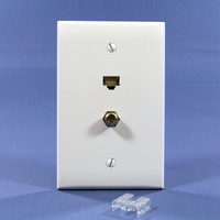 New Leviton MIDWAY White Cat 5e Video Cable CATV Jack Wall Plate Cat5e 5EA10-M2W
