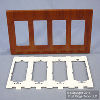 Leviton Walnut Woodgrain 4-Gang Decora Screwless Wallplate Cover GFCI GFI D0312-WAL