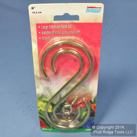National Hardware Kit #V2665 Heavy Duty Brass Finished Steel 6" Large Hanging Open S-Hooks + Screw Eye N275-172