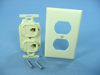 Leviton DUPLEX Ivory Phone Jack 110-Type VOICE DATA Type 106 T568B Cat 3 41365-IDI
