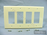 Leviton Almond 4-Gang Decora Unbreakable MIDWAY Wallplate GFI GFCI Cover PJ264-A