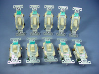 10 Cooper Electric Ivory COMMERCIAL Toggle Wall Light Switches 3-WAY 15A CS315V