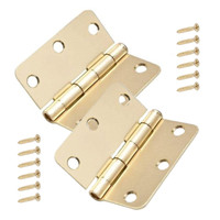 2 Bright Brass Finish Steel 3-1/2" Removable Pin Interior Door Hinges N190-082