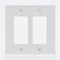 Eaton White 2-Gang Decorator UNBREAKABLE Mid-Size Rocker Wallplate GFCI Cover PJ262W
