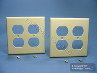 2 Leviton Ivory 2-Gang Outlet Covers Duplex Receptacle Wallplates 86016