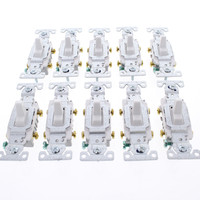 10 Eaton White COMMERCIAL DOUBLE POLE Toggle Wall Light Switcesh 20A Bulk CS220W