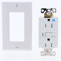 Eaton White Tamper Weather Resistant GFCI Self Testing Duplex Grounding Receptacle 15A 125V 5-15 2-Pole 3-Wire TWRSGF15W