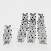10 Eaton White COMMERCIAL Grade Duplex Outlet Receptacles NEMA 5-20R 20A CR20W