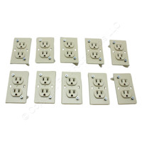 10pk Hubbell Ivory Damaged Back Plate Wirecon Trailer RV Mobile Home Outlet 15A WDRU15IV