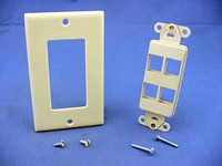 Leviton Ivory 4-Port Decora Quickport Insert w/Wallplate Cover 41644-I