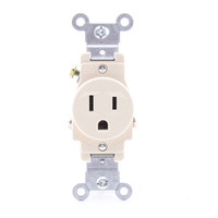 Morris Ivory Single Outlet Receptacle 5-15R 15A 125V Industrial Grade 2135I