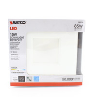 Satco 15W LED Recessed Retrofit 5-6" Downlight White Square Dimmable 1000lm 4000K