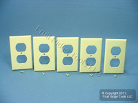 5 Leviton Ivory 1-Gang Duplex Outlet Receptacle Cover Plastic Wallplates 86003
