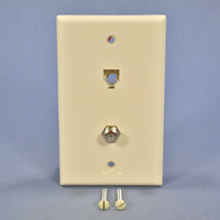 Leviton Light Almond 625D Phone Video Jack F-Type Wallplate Cover 6P4C 40959-T