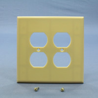 New Leviton Ivory OVERSIZE 2-Gang Receptacle Wallplate Duplex Outlet Cover 86116
