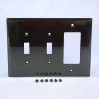 Cooper Black Mid-Size 3-Gang Decorator Toggle Combination Unbreakable Wallplate PJ226BK