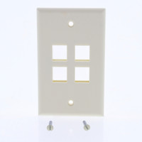 Leviton 40804-I Ivory 1-Gang Flush Mount 4-Port Quickport Wallplate Covers
