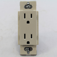 Lutron Satin Colors Biscuit Electrical Socket Decora Duplex Receptacle Grounding NEMA 5-15R 15A 125V B&S SCR-15-BI
