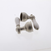 Pair Delta H212NN Classic White Porcelain Lever Handles Traditional Collection in Satin Nickel
