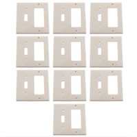 10 Eaton Light Almond Unbreakable 2-Gang Toggle Switch GFCI Cover Wallplates 5153LA