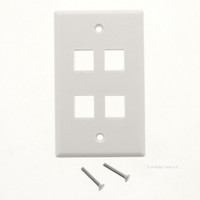 SignaMax SKF-4-WH White 4-Port Single Gang Keystone Cover Plate
