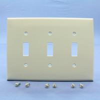 Leviton Light Almond 3-Gang MIDWAY UNBREAKABLE Thermoplastic Toggle Switch Wallplate Cover PJ3-T
