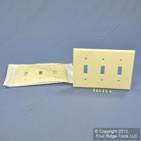 2 Leviton Almond 3-Gang Toggle Switch Cover Wallplate Plastic Switchplates 82011