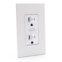Lutron White 15A Dual Dimming Duplex Receptacle Architectural-Style NTR-15-DFDU-WH