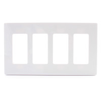Lutron White 4-Gang Screwless Decorator GFCI Wallplate Plastic Cover CW-4-WH