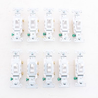 10 Eaton White Commercial Single Pole ON/OFF Toggle Light Switches 15A CS115W