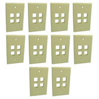 10 Leviton Ivory Quickport 4-Port Box Mount High Impact Plastic Wallplates 41080