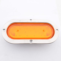 Grote 53973 Amber 6" Turn Lamp LED Oval Light w/ Stainless Steel Flange Male Pin